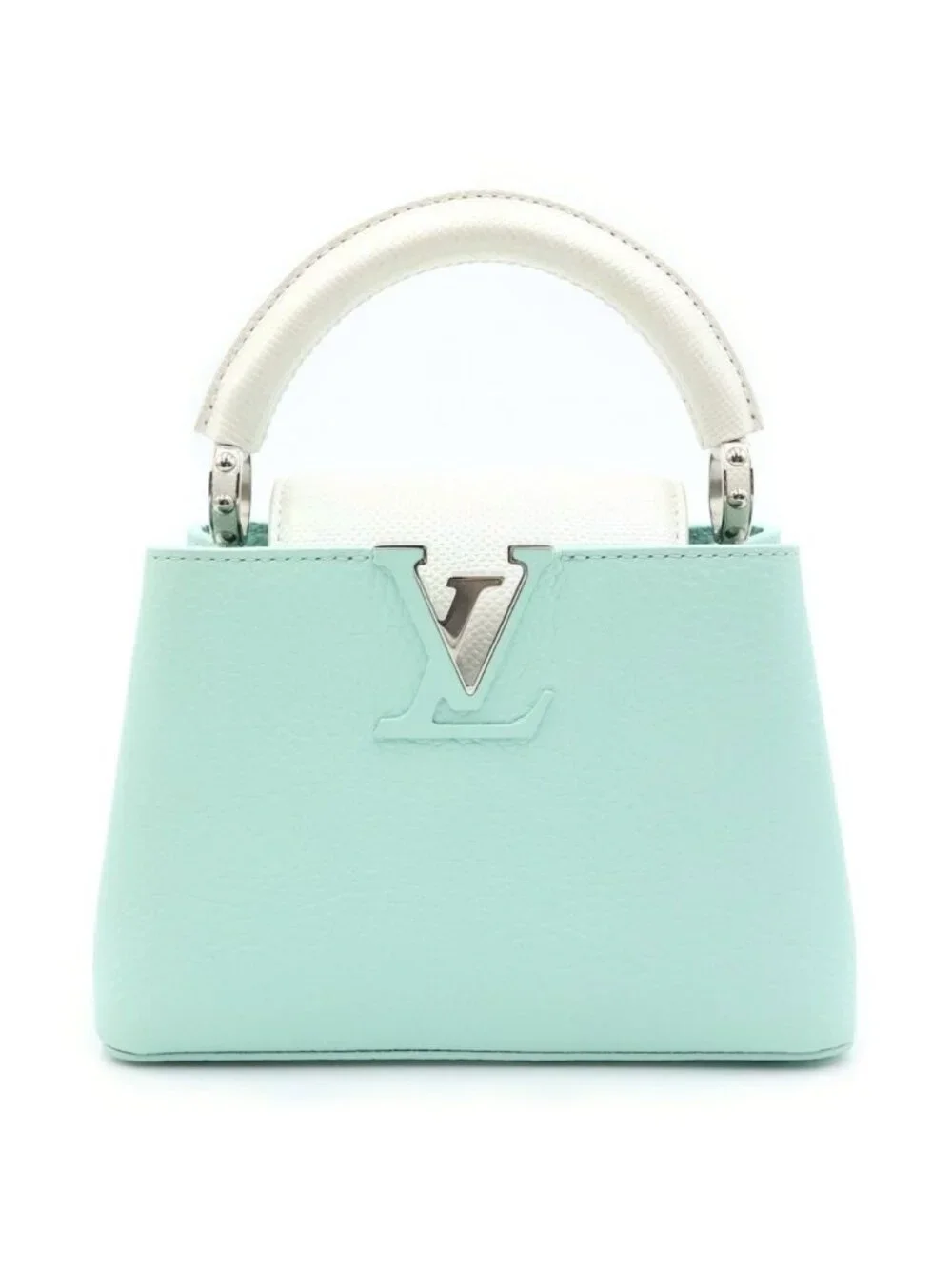 Louis Vuitton Capucines Mini 2-Way Shoulder Bag White Pastel Green Leather